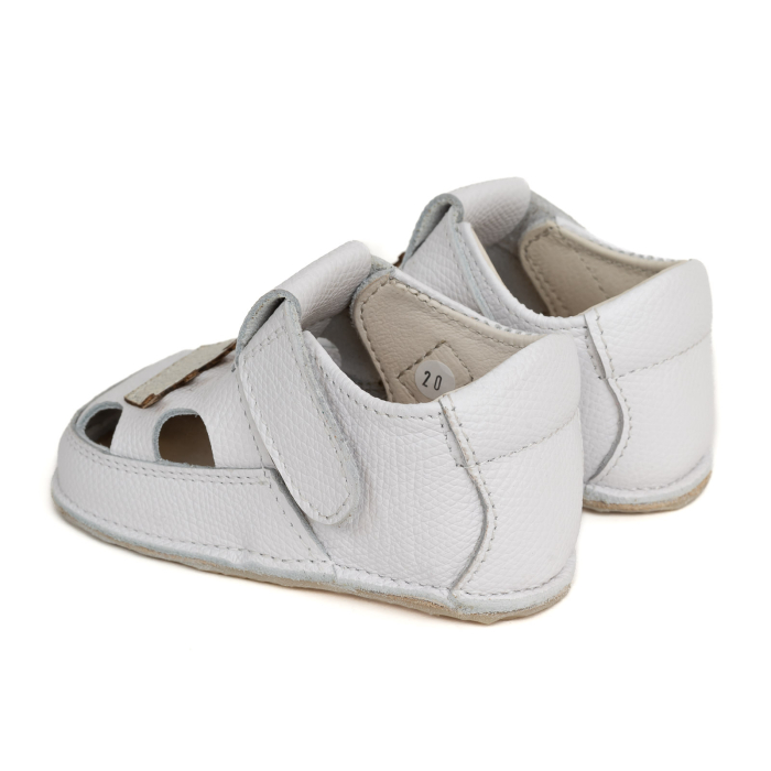 Sandale Barefoot Copii, primii pasi, piele naturala, talpa flexibila de cauciuc, Melvelo - White / Queen [3]