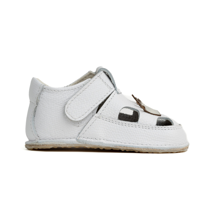 Sandale Barefoot Copii, primii pasi, piele naturala, talpa flexibila de cauciuc, Melvelo - White / Queen [4]