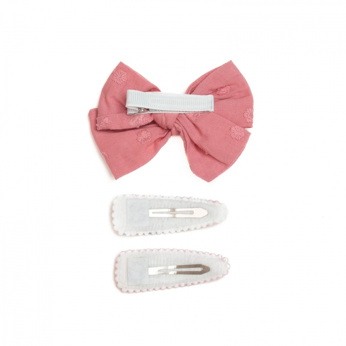 Set 2 agrafe si 1 clama de par cu funda, fetite, cotton, Melvelo - Blush [2]