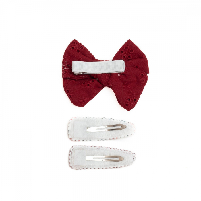 Set 2 agrafe si 1 clama de par cu funda, fetite, cotton, Melvelo - Ruby [3]