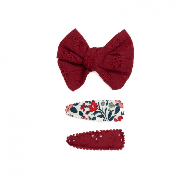 Set 2 agrafe si 1 clama de par cu funda, fetite, cotton, Melvelo - Ruby [2]