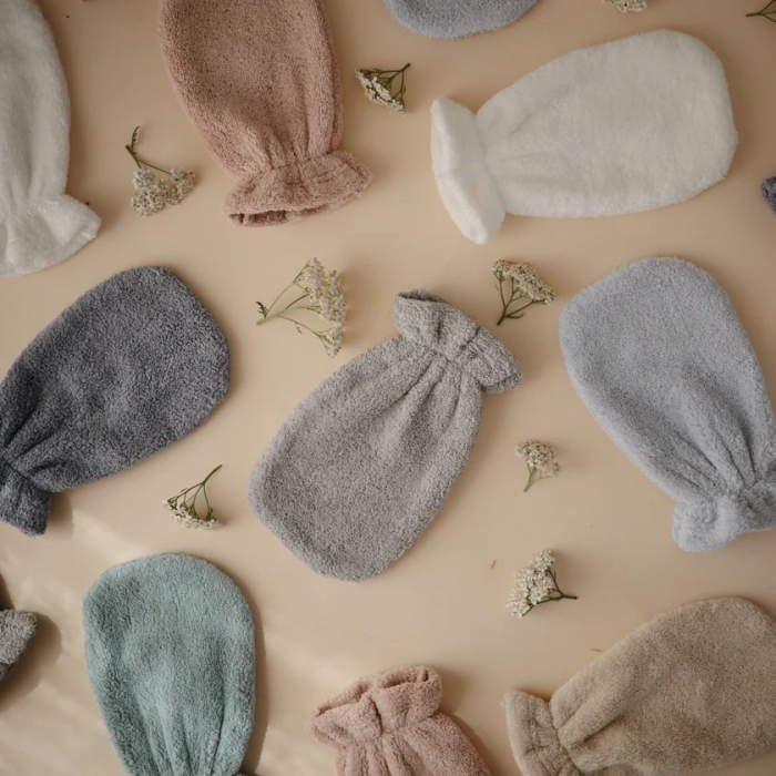 Set 2 manusi de baie din bumbac organic 100%, Mushie - Baby Blue [5]