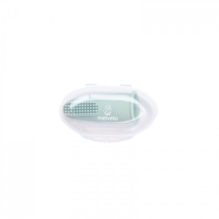 Set 2 periute de dinti si gingii, tip degetar din silicon, in cutie, Melvelo - Cloud / Sage [2]