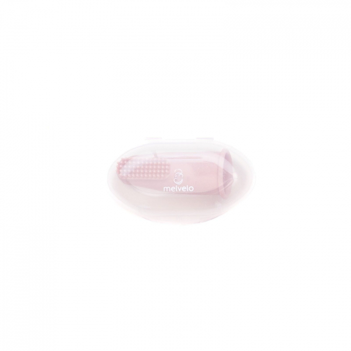Set 2 periute de dinti si gingii, tip degetar din silicon, in cutie, Melvelo - Dark Blue / Blush [2]