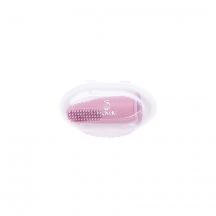Set 2 periute de dinti si gingii, tip degetar din silicon, in cutie, Melvelo - Woodchuck / Blush [2]