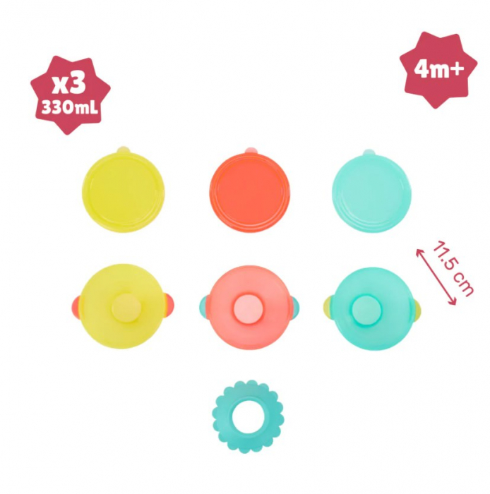 Set 3 boluri colorate pentru mancare, cu suport inclus [3]