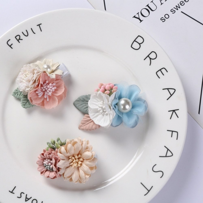 Set 3 clame elegante cu flori pentru par, fetite, Melvelo - Pansy [5]