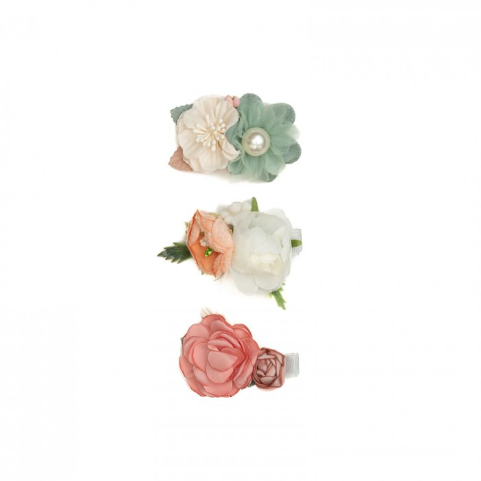 Set 3 clame elegante cu flori pentru par, fetite, Melvelo - Rose [2]