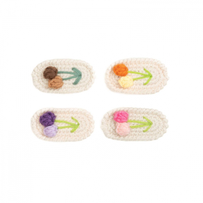 Set 4 agrafe crosetate handmade, pentru par, bebe, Melvelo - Little Flowers [2]