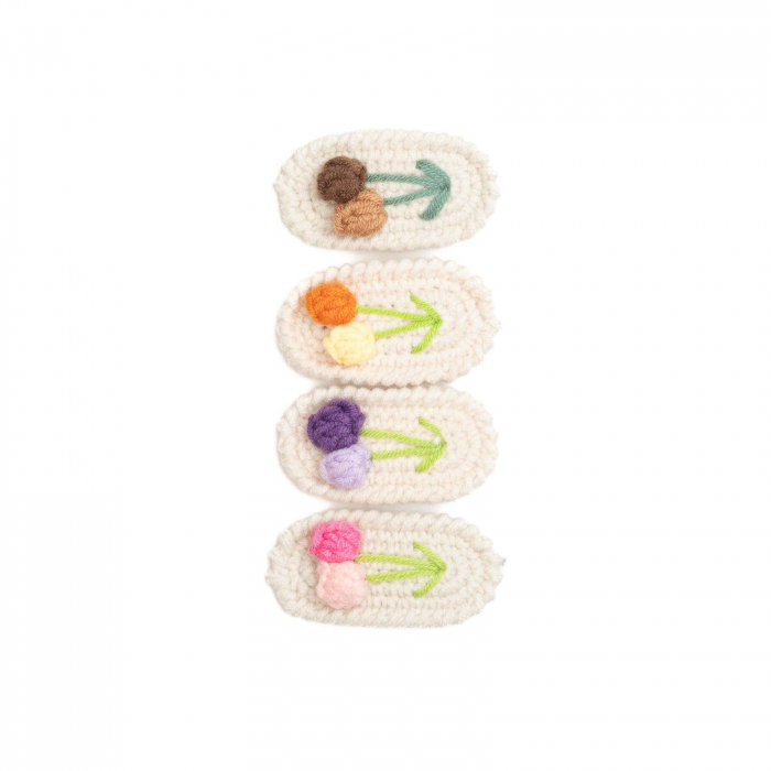 Set 4 agrafe crosetate handmade, pentru par, bebe, Melvelo - Little Flowers [3]