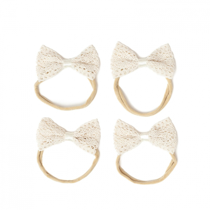 Set 4 bentite pentru bebe, cu funda, Melvelo - Cream [2]