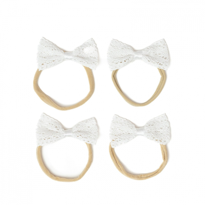 Set 4 bentite pentru bebe, cu funda, Melvelo - White [2]