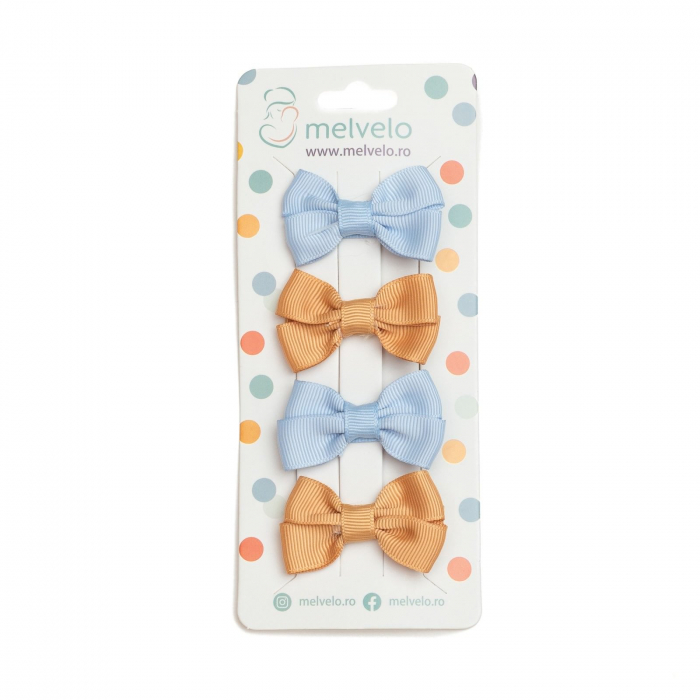 Set 4 clame cu funda pentru fetite, bicolor, Melvelo - Baby Blue / Honey Bee [2]