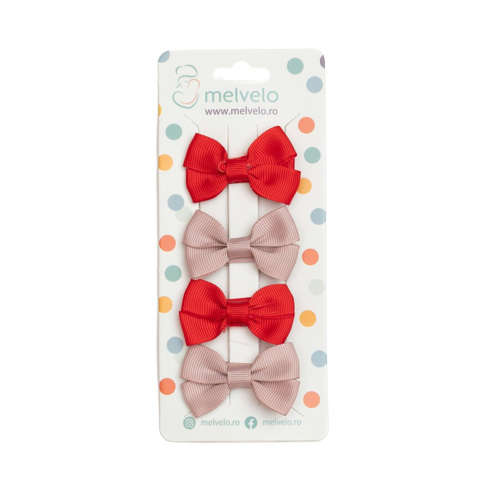 Set 4 clame cu funda pentru fetite, bicolor, Melvelo - Candy Apple / Baby Pink [4]