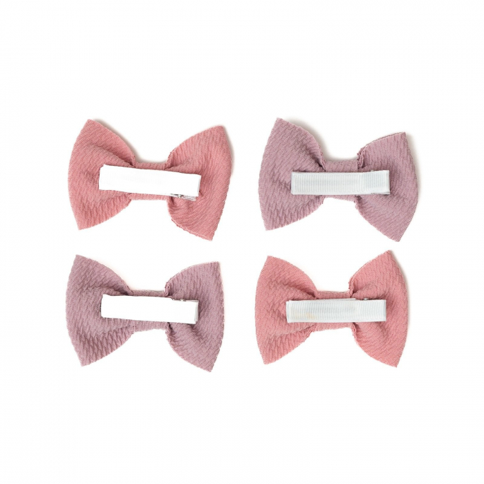 Set 4 clame, tip papion pentru par, fetite, bumbac, Melvelo - Blossom / Heather [3]