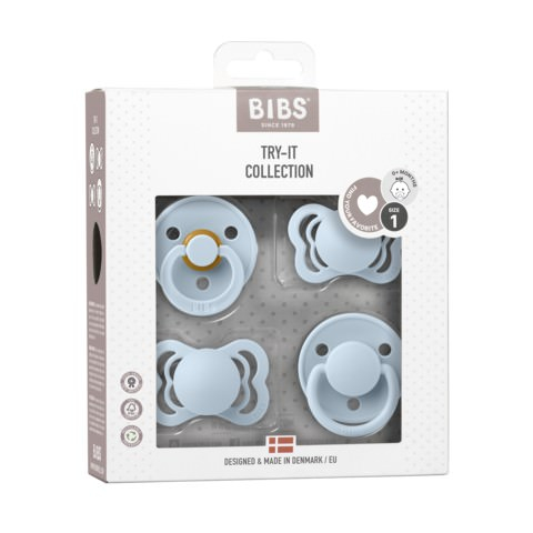 Set 4 suzete Bibs Try-It collection Size 1 - Baby blue (2 latex + 2 silicon) [3]