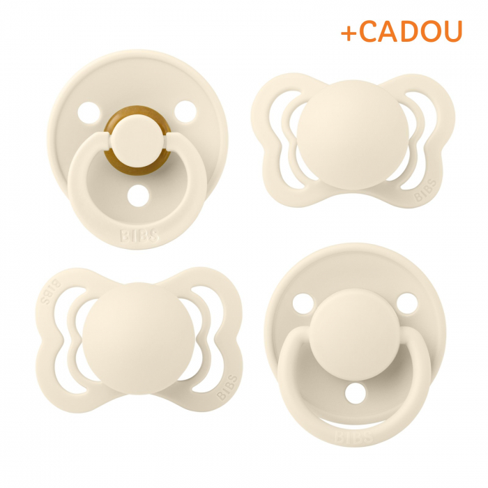 Set 4 suzete Bibs Try-It collection Size 1 - Ivory (2 latex + 2 silicon) [2]