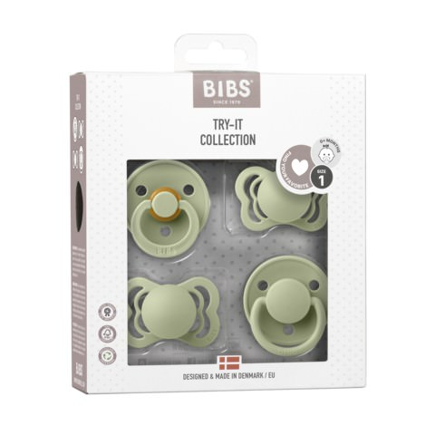 Set 4 suzete Bibs Try-It collection Size 1 - Sage (2 latex + 2 silicon) [3]