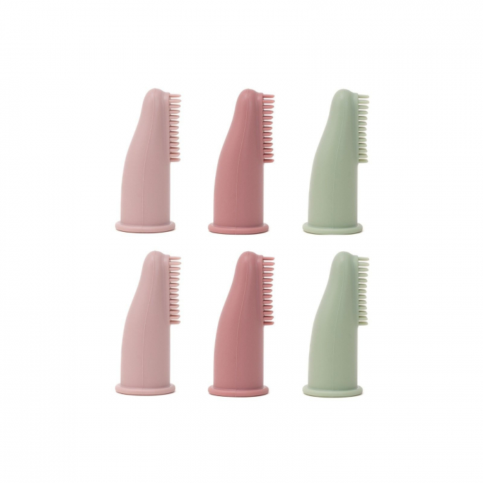 Set 6 periute de dinti si gingii, tip degetar din silicon, in cutie, Melvelo - Blush / Woodchuck / Sage [2]