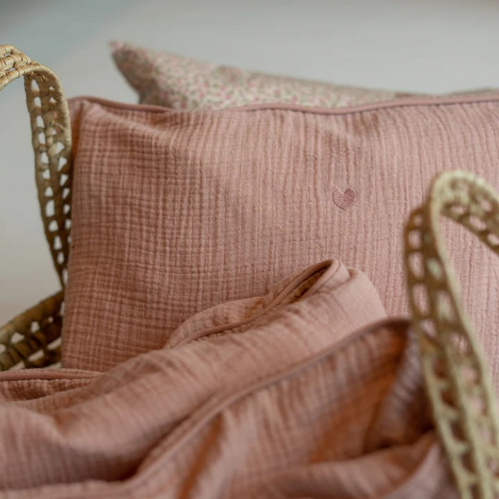 Set lenjerie de pat pentru copii 70 x100 cm, fata de perna + husa pilota, 100% bumbac organic, BIBS - Blush [3]