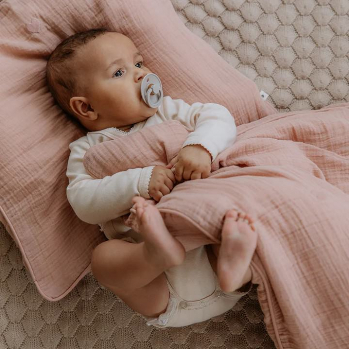 Set lenjerie de pat pentru copii 70 x100 cm, fata de perna + husa pilota, 100% bumbac organic, BIBS - Blush [2]