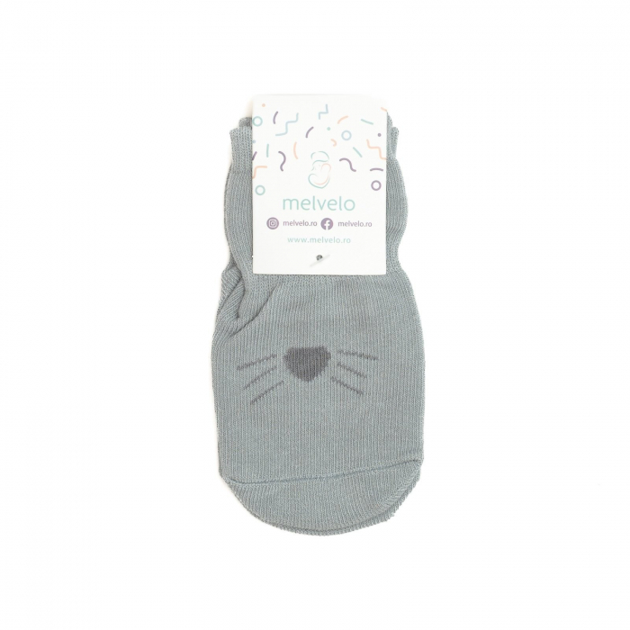 Sosete antiderapante copii, flausate,bumbac, Melvelo - Gray [2]