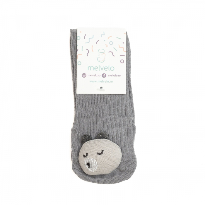 Sosete scurte crosetate, antiderapante cu animalute, bumbac, Melvelo - Baby Bear [2]