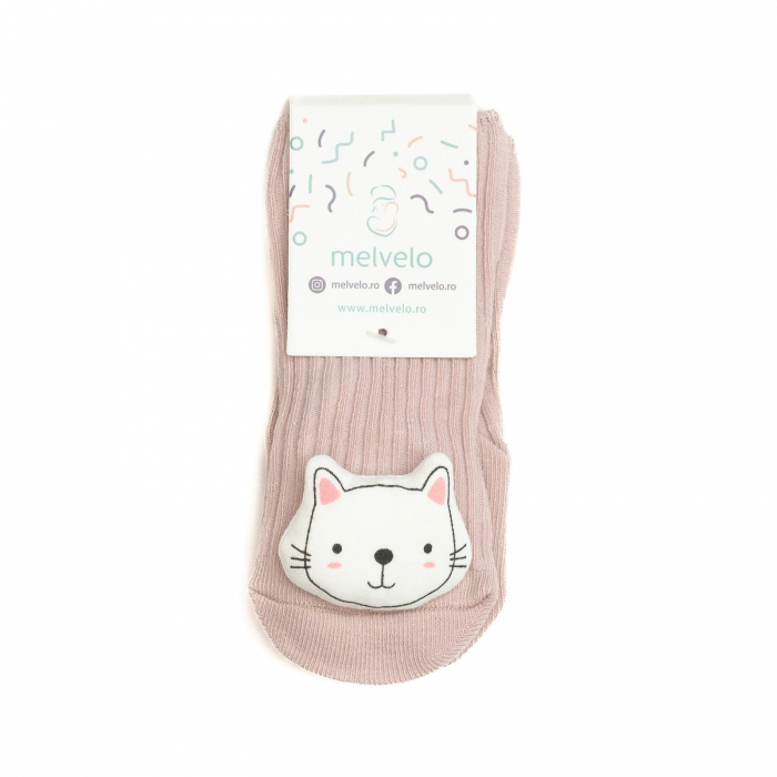Sosete scurte crosetate, antiderapante cu animalute, bumbac, Melvelo - Kit [4]