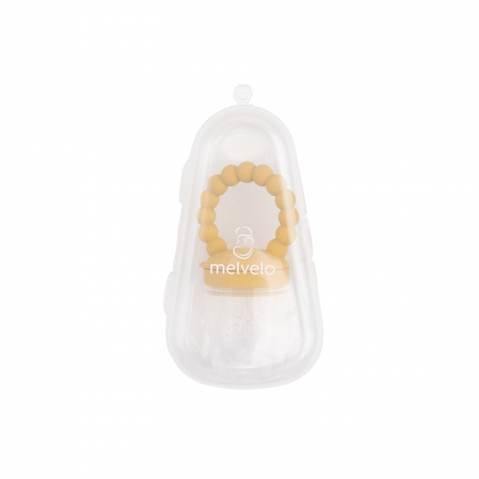 Suzeta fructe pentru bebelusi, tetina din silicon alimentar, + 6 luni, 2 tetine, Melvelo, Beads -  Mustard [2]