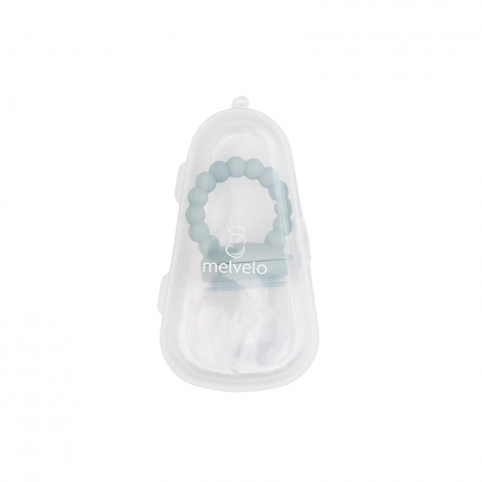 Suzeta fructe pentru bebelusi, tetina din silicon alimentar, + 6 luni, 2 tetine, Melvelo, Beads - Teal Blue [2]