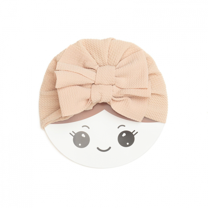 Turban  bebelusi cu doua funde, bumbac, Melvelo, Rice - Cream [2]