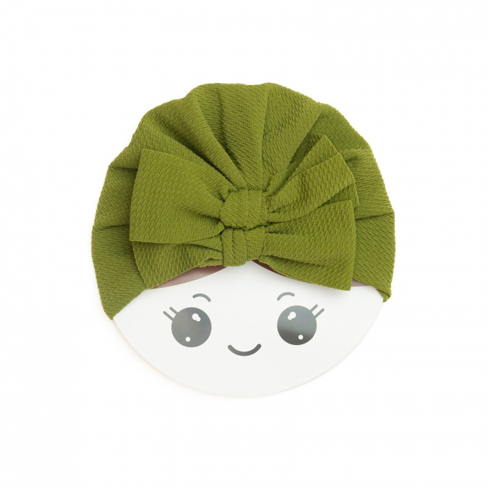 Turban  bebelusi cu doua funde, bumbac, Melvelo, Rice - Olive [2]