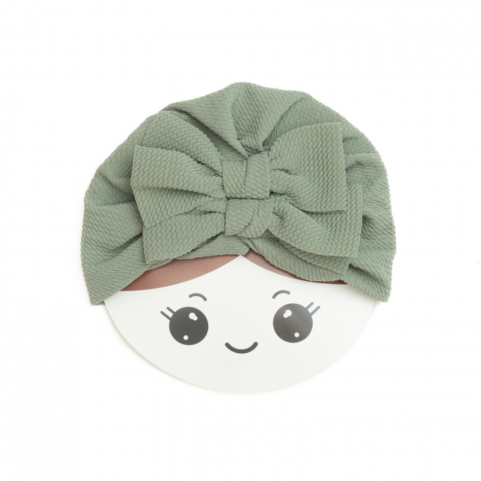 Turban  bebelusi cu doua funde, bumbac, Melvelo, Rice - Sage [2]