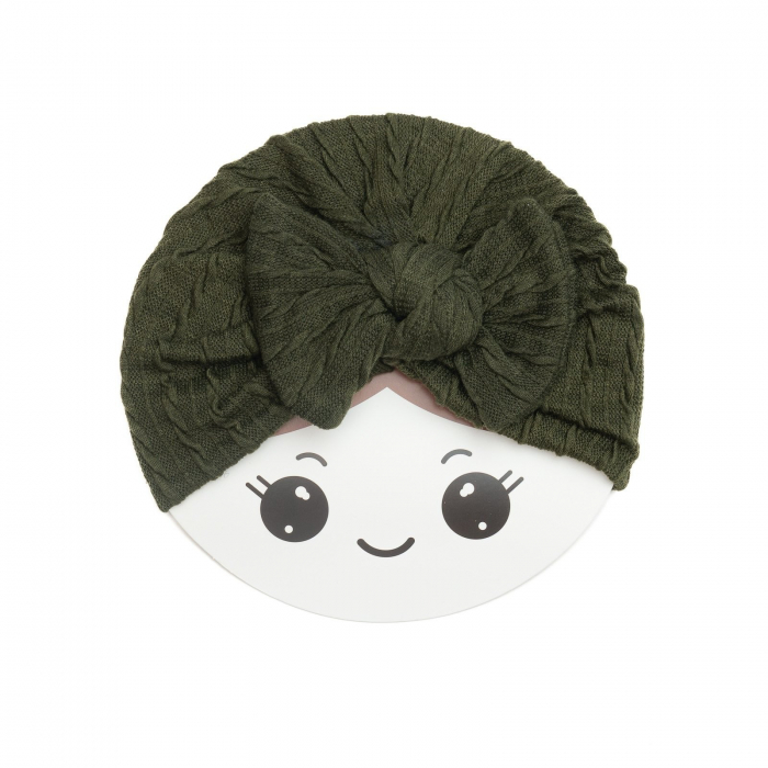 Turban bebelusi cu funda, bumbac, Knitwear - Hunter Green [2]