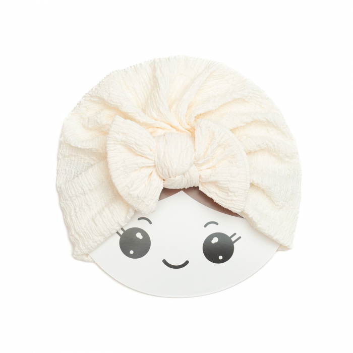 Turban bebelusi cu funda, bumbac, Melvelo, Dusk - Cream [2]