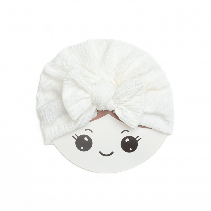 Turban bebelusi cu funda, bumbac, Melvelo, Dusk - White [2]