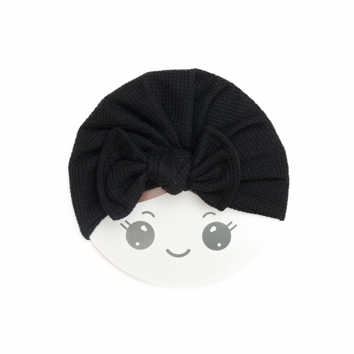 Turban bebelusi, cu funda, bumbac, Melvelo, Waffle - Black [2]
