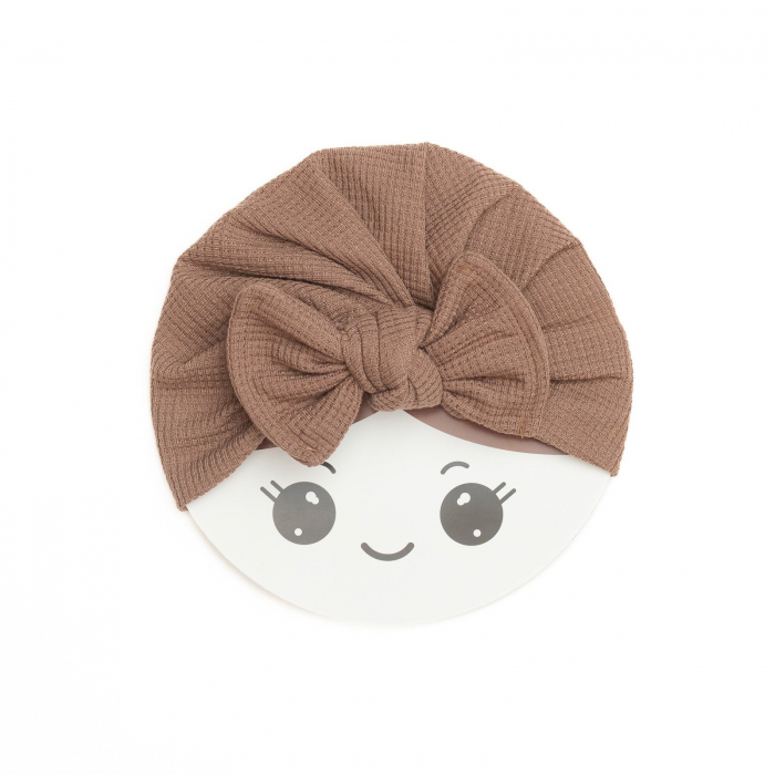 Turban bebelusi, cu funda, bumbac, Melvelo, Waffle - Brown [2]
