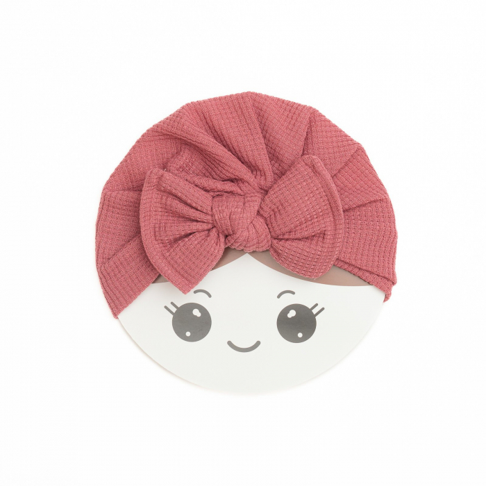 Turban bebelusi, cu funda, bumbac, Melvelo, Waffle - Coral [2]