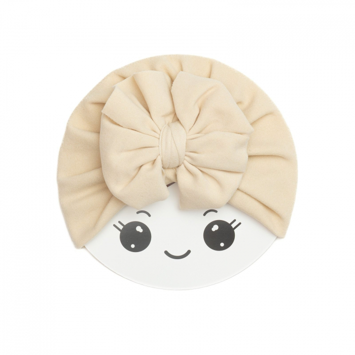 Turban bebelusi cu funda, casmir, Melvelo Cashmere - Cream [2]