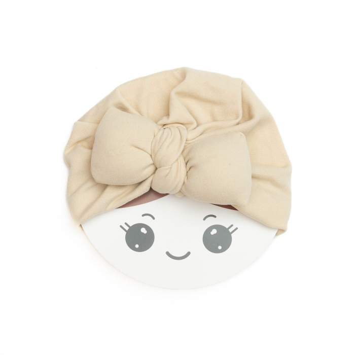 Turban bebelusi cu funda, casmir, Melvelo, Soft - Cream [2]