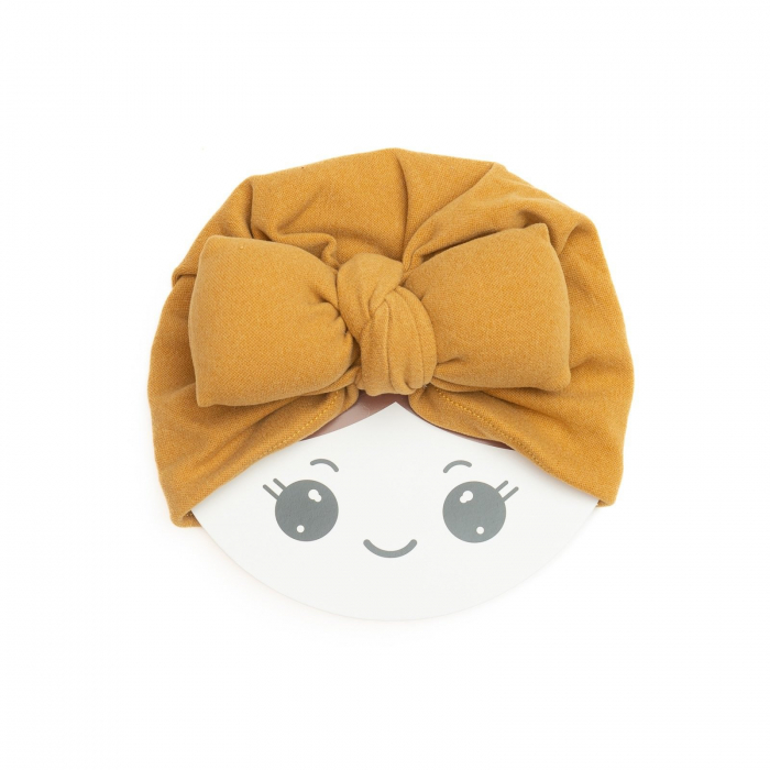 Turban bebelusi cu funda, casmir, Melvelo, Soft - Mustard [2]