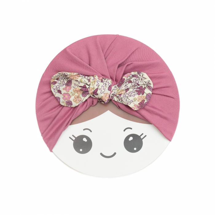 Turban bebelusi cu funda, poliester, Melvelo, Flower - Coral [2]