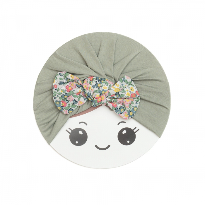 Turban bebelusi cu funda, poliester, Melvelo, Flower - Sage [2]