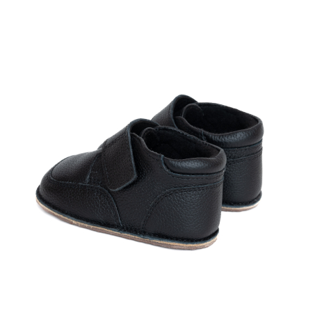 Ghetute Barefoot Copii din Piele Naturala cu Captuseala Textila – Primii Pasi, Talpa Flexibila Cauciuc, Toamna-Primavara | Melvelo - Black [2]
