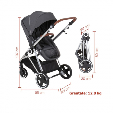 BabyGo - Carucior 3 in 1 Halime  – cadru Silver [17]