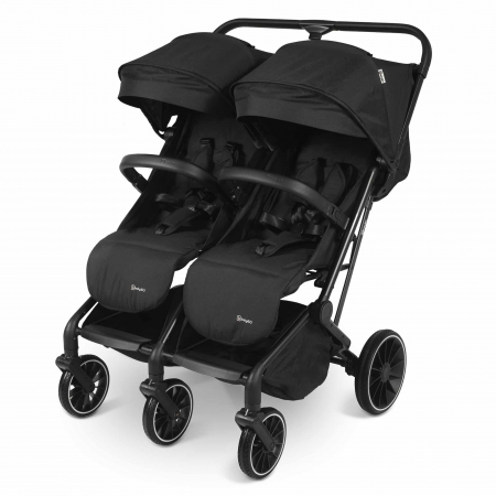 Carucioare - BabyGo - Carucior pliabil pentru gemeni GoTwice, Black
