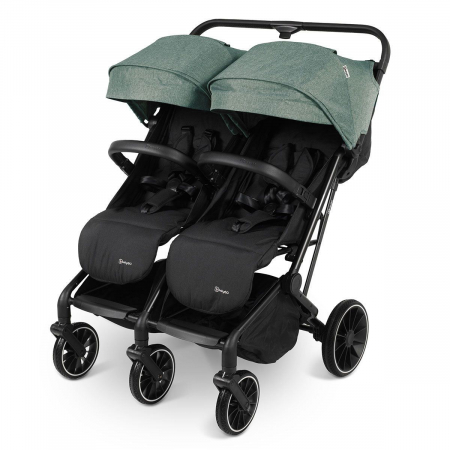 Carucioare duble - BabyGo - Carucior pliabil pentru gemeni GoTwice, Green