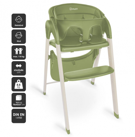 BabyGo - Scaun de masa 3 in 1 transformabil Levels Khaki [10]