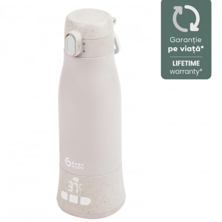 Servire masa copii - Babymoov - Moov & Feed Incalzitor de biberoane portabil si reincarcabil, Mineral Beige